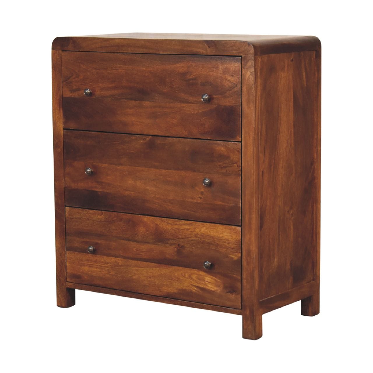 Mid-Century Modern Aspen Dresser - Solid Mango Wood Storage Chest for Bedroom - product view 4 showing handcrafted solid...