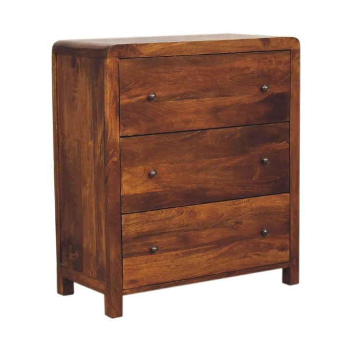 Mid-Century Modern Aspen Dresser - Solid Mango Wood Storage Chest for Bedroom - product view 3 showing handcrafted solid...