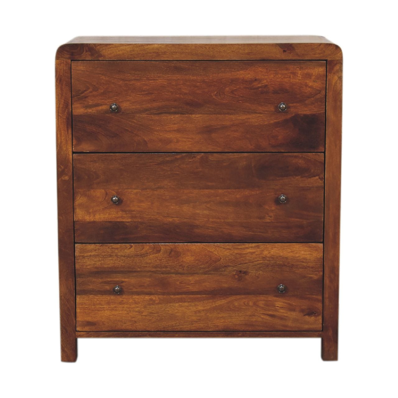 Mid-Century Modern Aspen Dresser - Solid Mango Wood Storage Chest for Bedroom - product view 2 showing handcrafted solid...