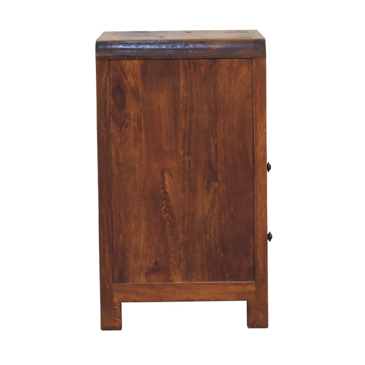 Mid-Century Modern Aspen Nightstand - Solid Mango Wood Bedside Table for Bedroom - product view 9 showing handcrafted...