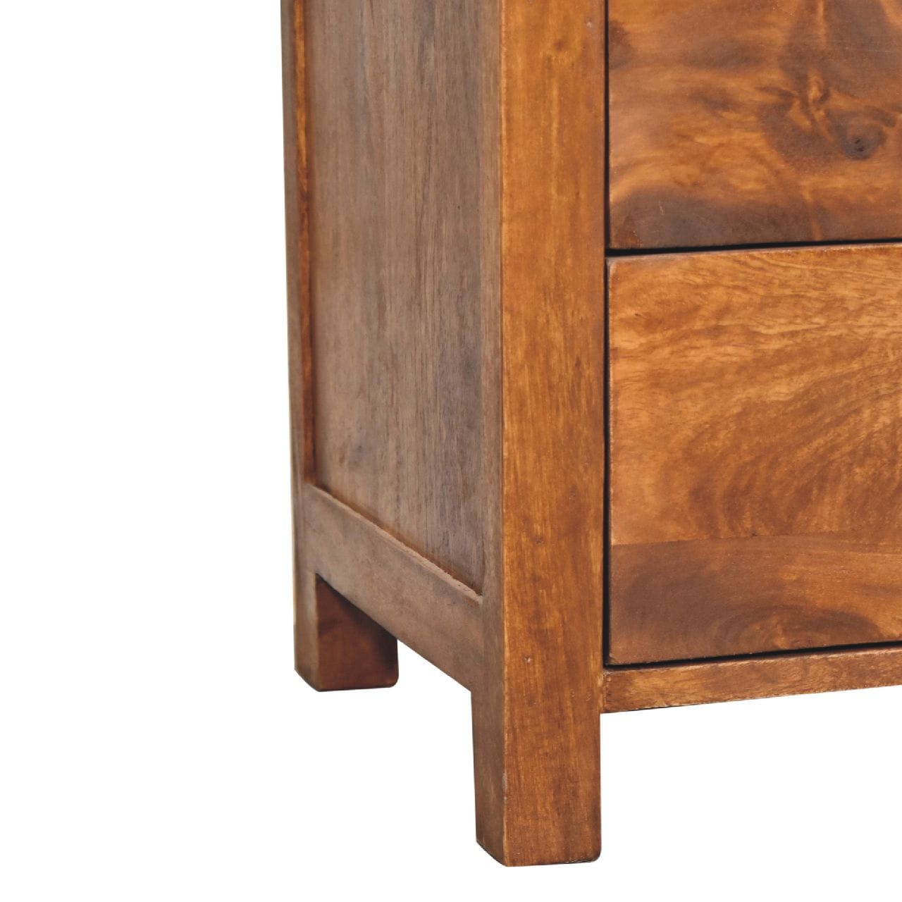 Mid-Century Modern Aspen Nightstand - Solid Mango Wood Bedside Table for Bedroom - product view 8 showing handcrafted...