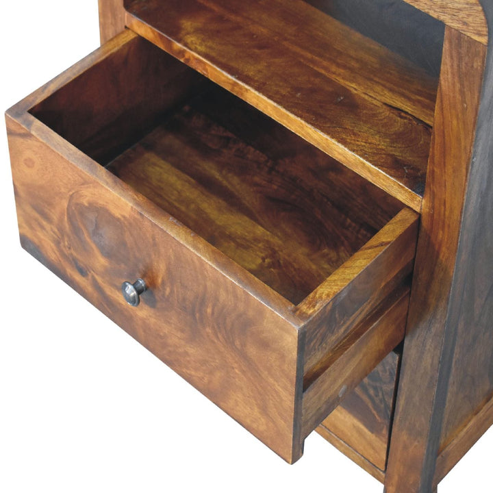 Mid-Century Modern Aspen Nightstand - Solid Mango Wood Bedside Table for Bedroom - product view 7 showing handcrafted...