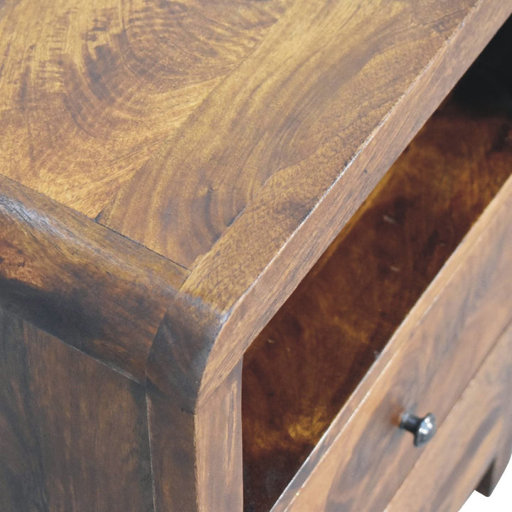 Mid-Century Modern Aspen Nightstand - Solid Mango Wood Bedside Table for Bedroom - product view 6 showing handcrafted...