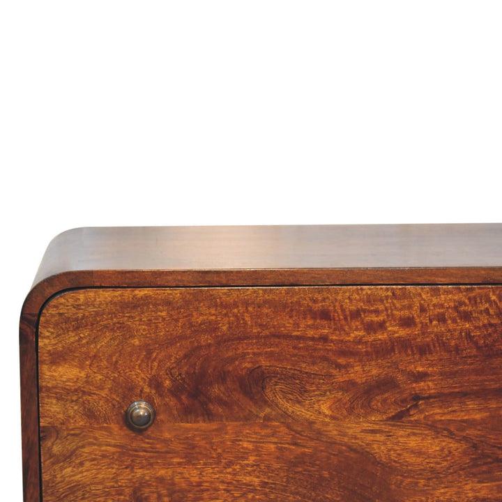 Mid-Century Modern Aspen Slim Dresser - Solid Mango Wood Storage Chest for Bedroom - product view 5 showing handcrafted...
