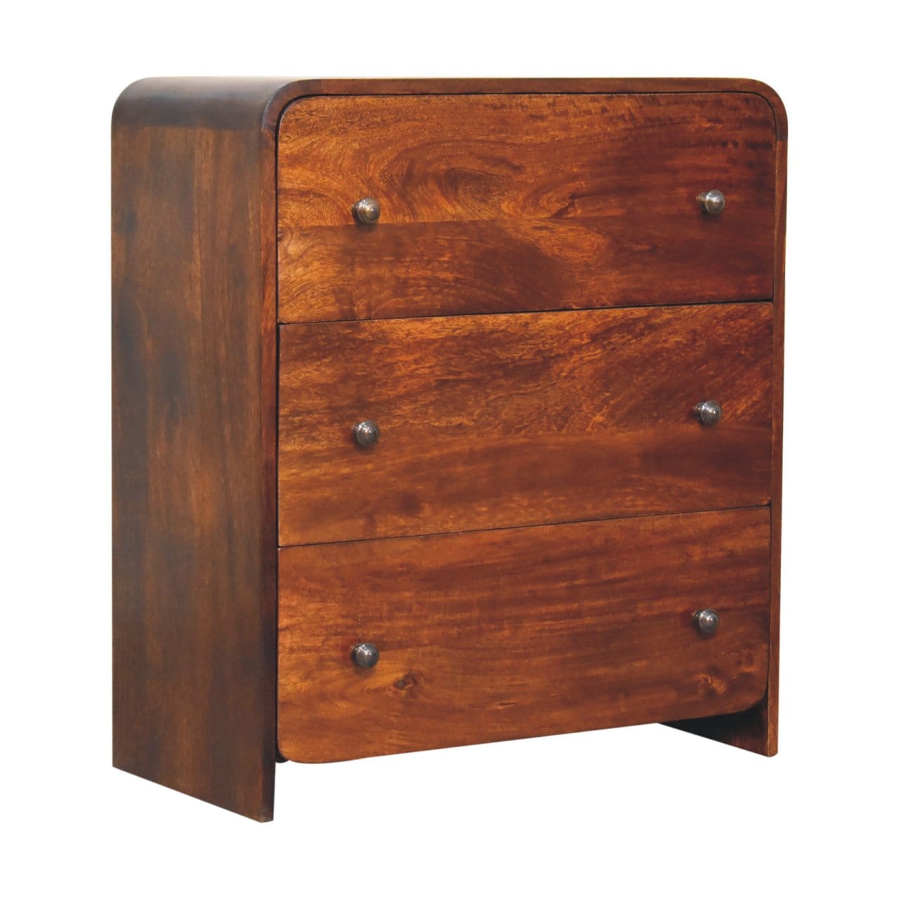Mid-Century Modern Aspen Slim Dresser - Solid Mango Wood Storage Chest for Bedroom - product view 4 showing handcrafted...