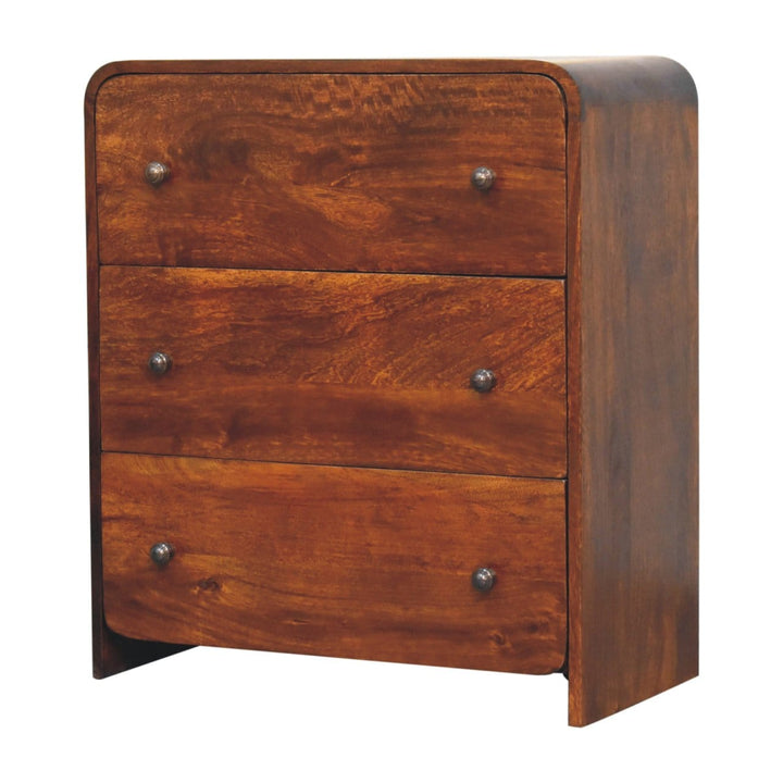 Mid-Century Modern Aspen Slim Dresser - Solid Mango Wood Storage Chest for Bedroom - product view 3 showing handcrafted...