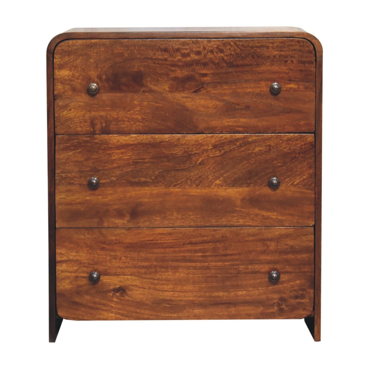 Mid-Century Modern Aspen Slim Dresser - Solid Mango Wood Storage Chest for Bedroom - product view 2 showing handcrafted...