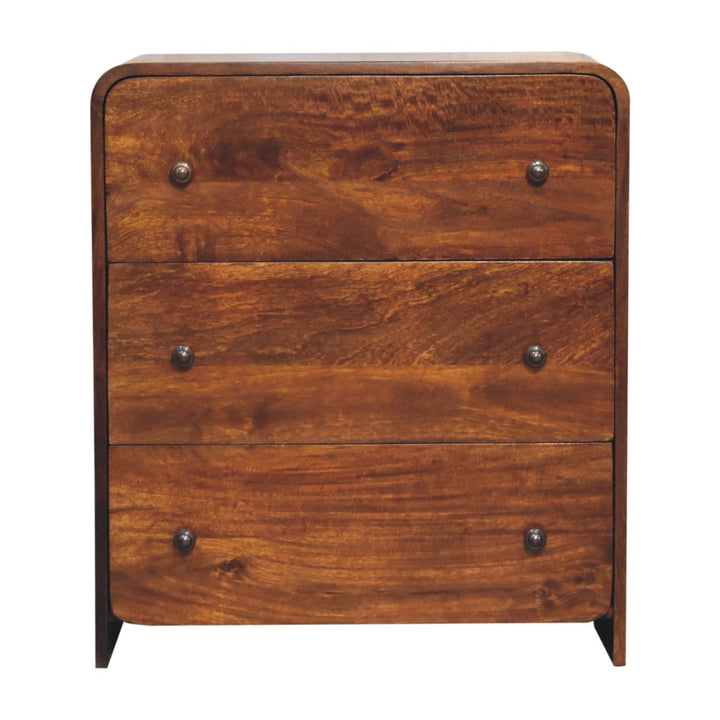 Mid-Century Modern Aspen Slim Dresser - Solid Mango Wood Storage Chest for Bedroom - product view 2 showing handcrafted...