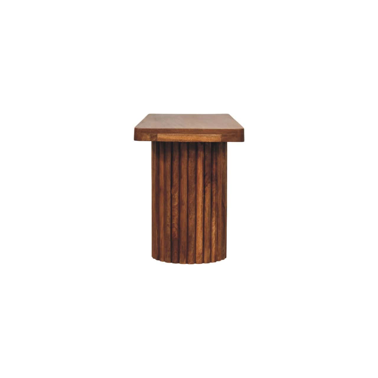 Mid-Century Modern Astoria Fluted Bench - solid mango wood entryway bench with rustic design.