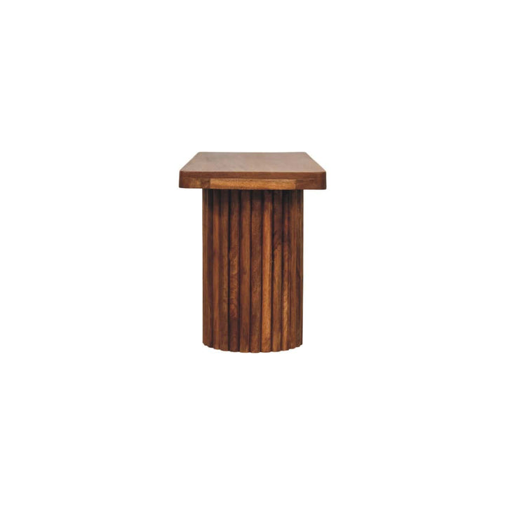 Mid-Century Modern Astoria Fluted Bench - solid mango wood entryway bench with rustic design.