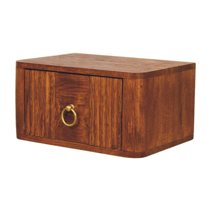 Mid-Century Modern Aurelia Floating Nightstand - Solid Mango Wood Bedside Table for Bedroom - main view showing...