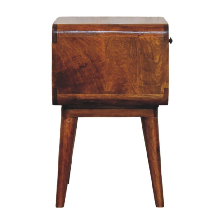 Mid-Century Modern Avora Chestnut Nightstand - Solid Mango Wood Bedside Table for Bedroom - product view 8 showing...