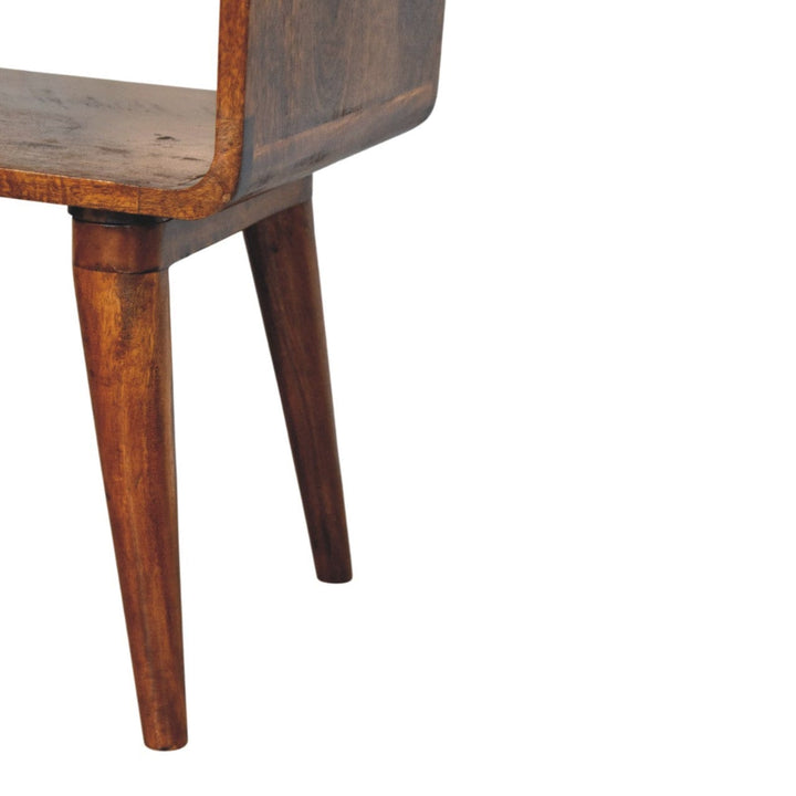 Mid-Century Modern Avora Chestnut Nightstand - Solid Mango Wood Bedside Table for Bedroom - product view 7 showing...