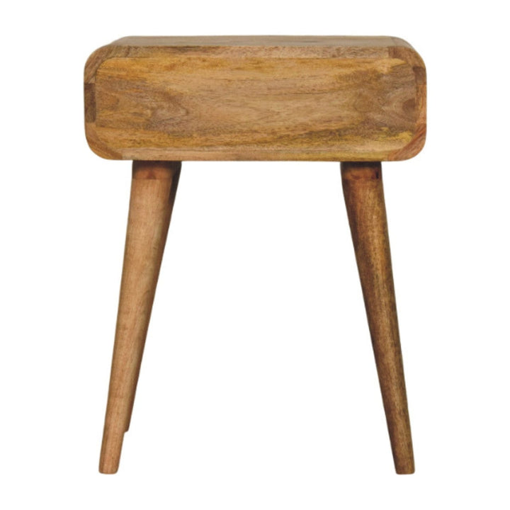 Mid-Century Modern Avora Oak-ish Nightstand - Solid Mango Wood Bedside Table for Bedroom - product view 9 showing...