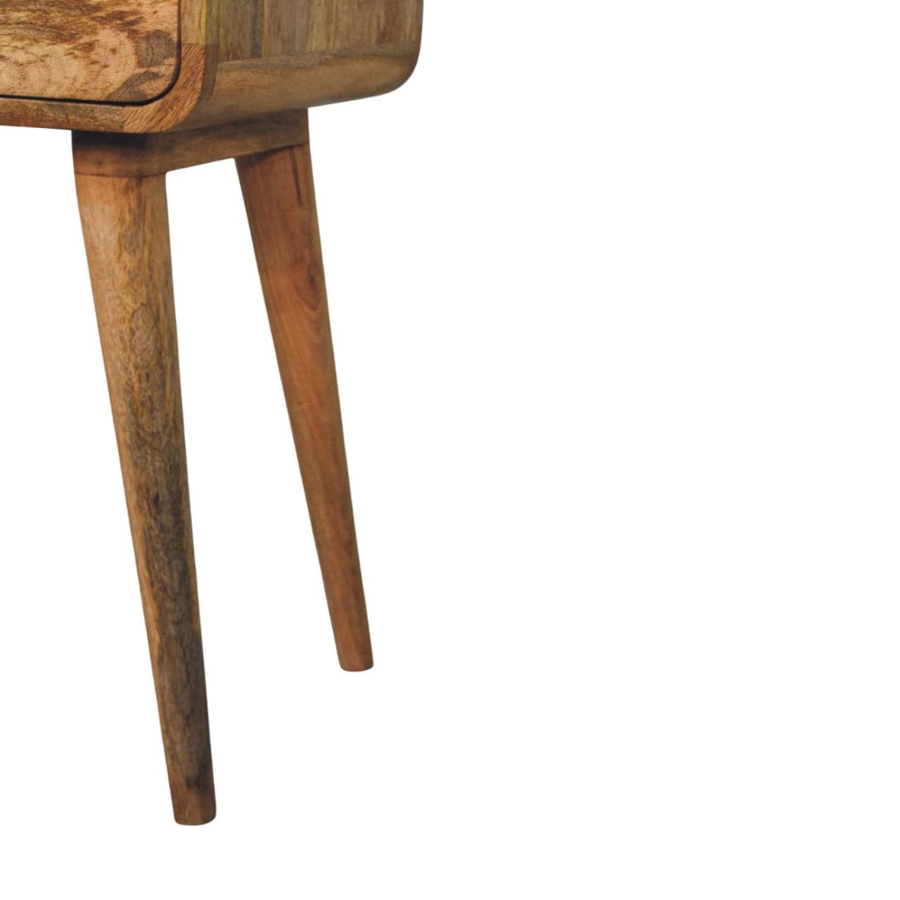 Mid-Century Modern Avora Oak-ish Nightstand - Solid Mango Wood Bedside Table for Bedroom - product view 7 showing...