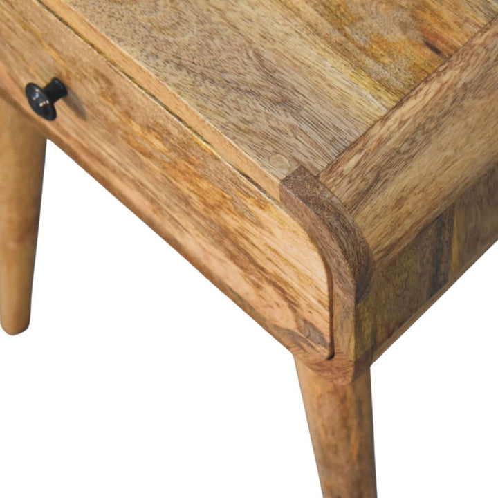 Mid-Century Modern Avora Oak-ish Nightstand - Solid Mango Wood Bedside Table for Bedroom - product view 5 showing...