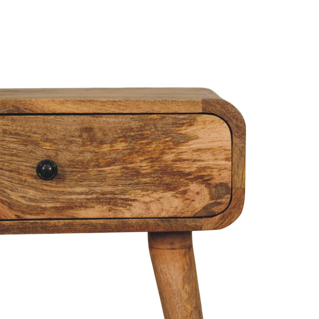 Mid-Century Modern Avora Oak-ish Nightstand - Solid Mango Wood Bedside Table for Bedroom - product view 4 showing...