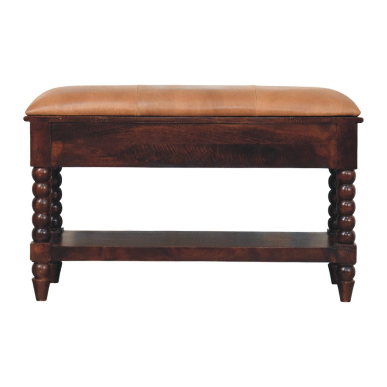 Mid-Century Modern Barclay Storage Bench - Solid Mango Wood Seating Furniture for Entryway - product view 9 showing...