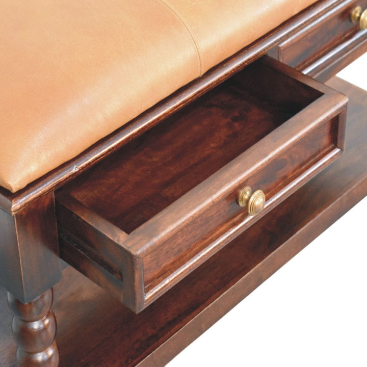 Mid-Century Modern Barclay Storage Bench - Solid Mango Wood Seating Furniture for Entryway - product view 6 showing...