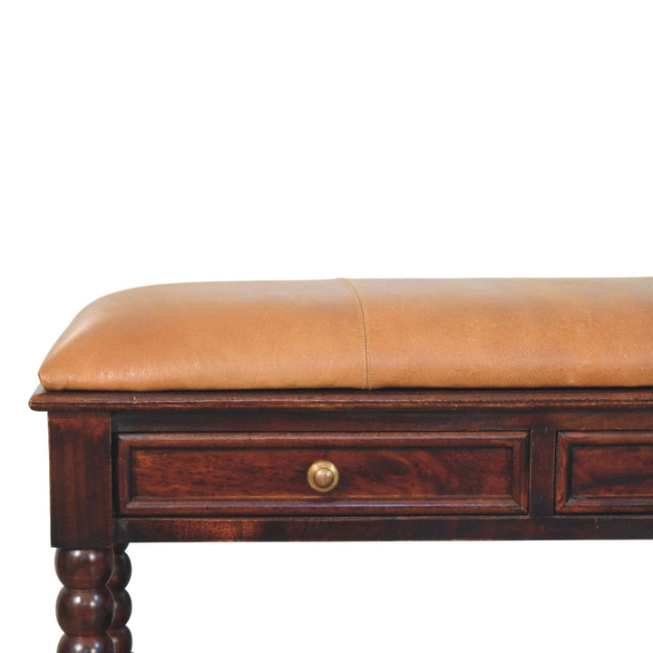 Mid-Century Modern Barclay Storage Bench - Solid Mango Wood Seating Furniture for Entryway - product view 4 showing...