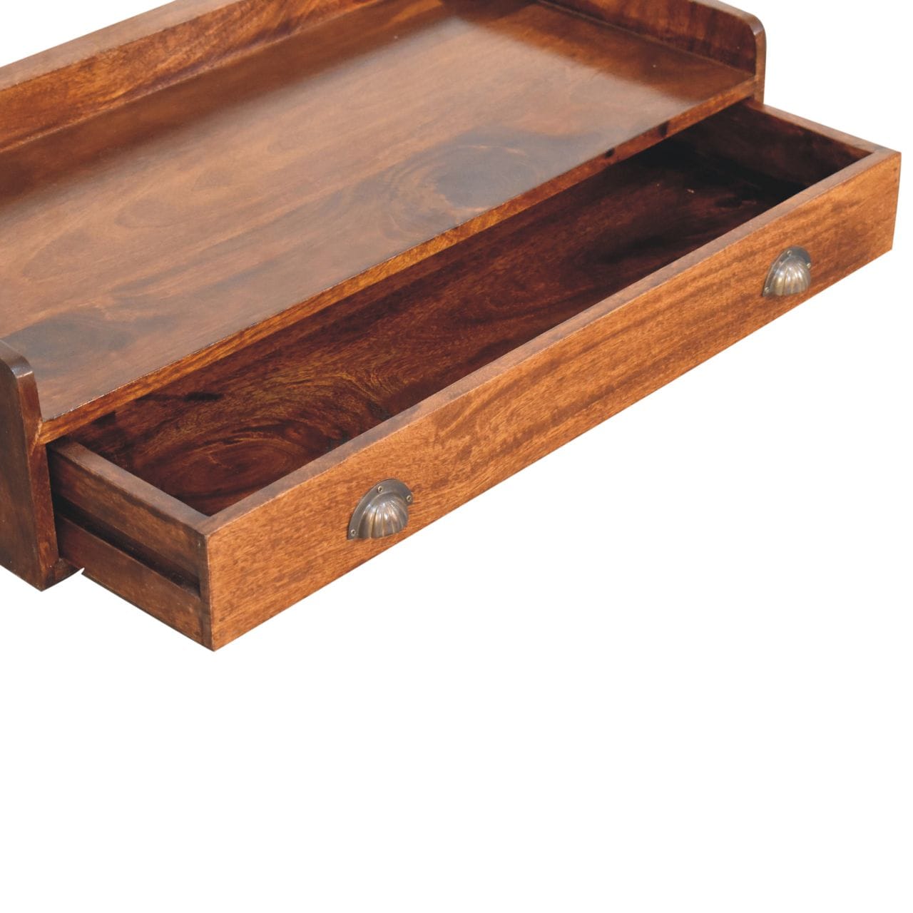 Mid-Century Modern Belmont Floating Console Shelf - Entryway & Hallway Table in Solid Mango Wood - product view 8 showing...