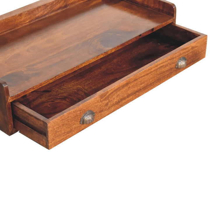 Mid-Century Modern Belmont Floating Console Shelf - Entryway & Hallway Table in Solid Mango Wood - product view 8 showing...