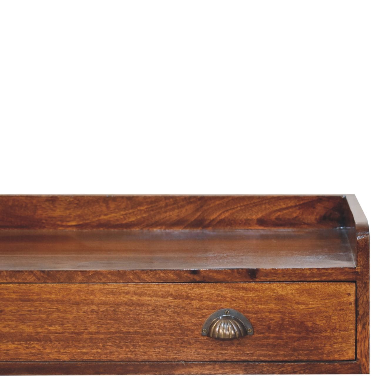 Mid-Century Modern Belmont Floating Console Shelf - Entryway & Hallway Table in Solid Mango Wood - product view 7 showing...
