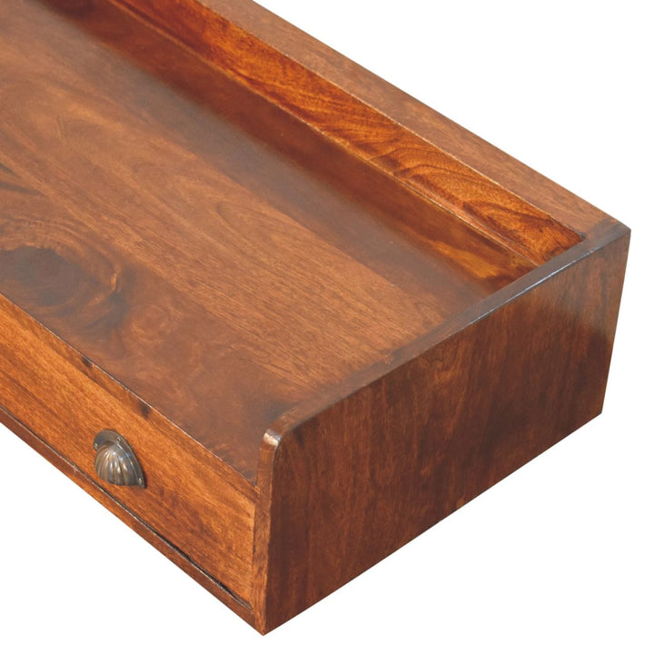 Mid-Century Modern Belmont Floating Console Shelf - Entryway & Hallway Table in Solid Mango Wood - product view 6 showing...