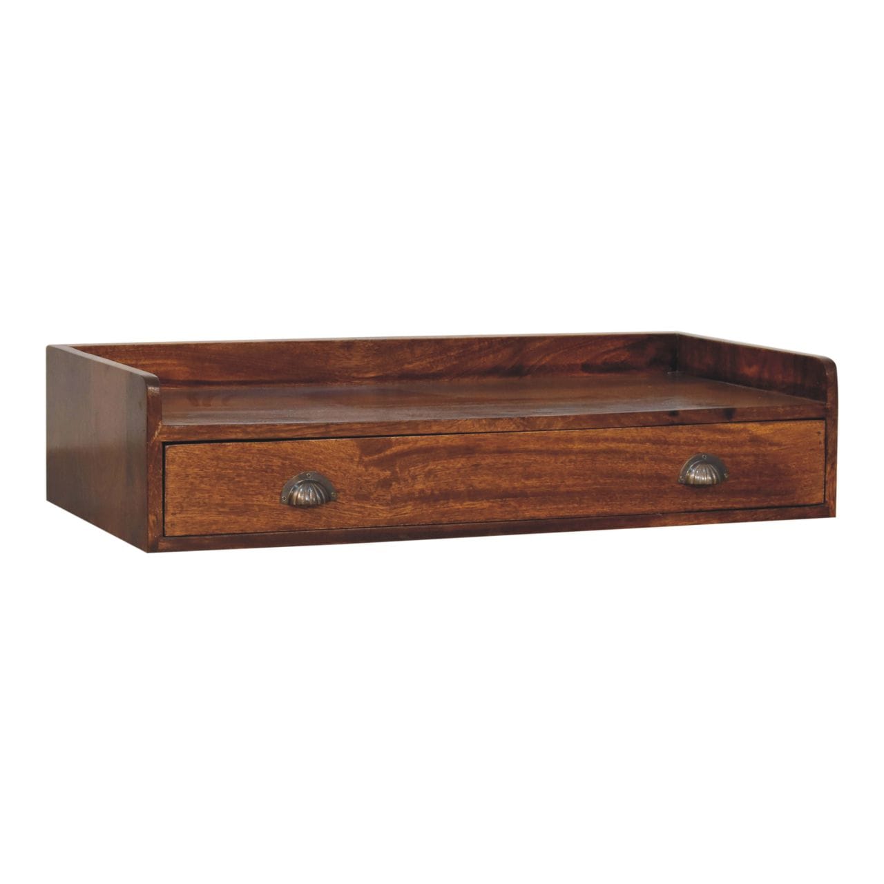 Mid-Century Modern Belmont Floating Console Shelf - Entryway & Hallway Table in Solid Mango Wood - product view 5 showing...