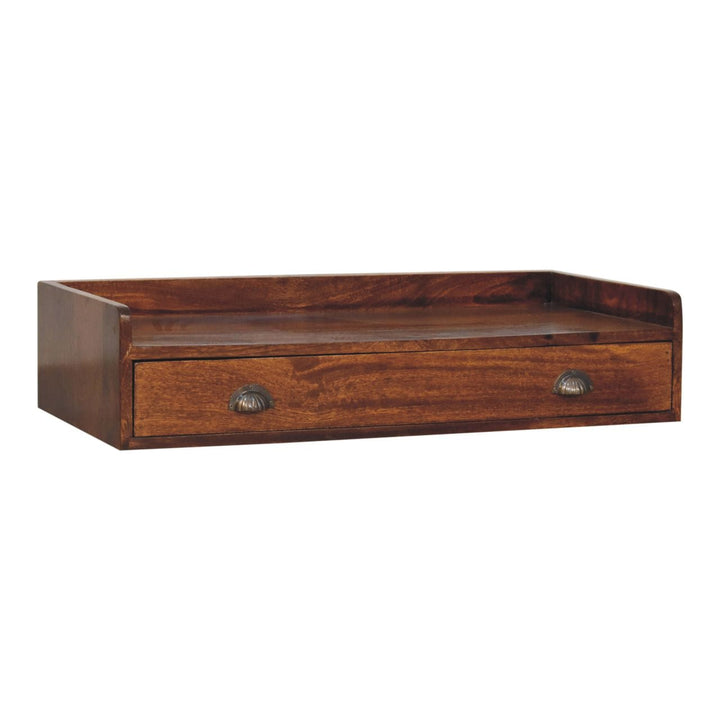 Mid-Century Modern Belmont Floating Console Shelf - Entryway & Hallway Table in Solid Mango Wood - product view 5 showing...
