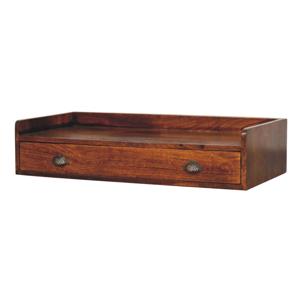 Mid-Century Modern Belmont Floating Console Shelf - Entryway & Hallway Table in Solid Mango Wood - product view 2 showing...