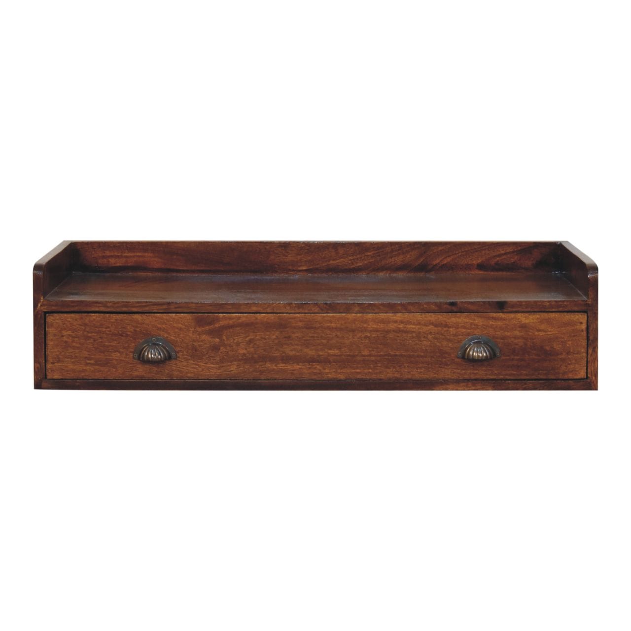 Mid-Century Modern Belmont Floating Console Shelf - Entryway & Hallway Table in Solid Mango Wood - product view 4 showing...