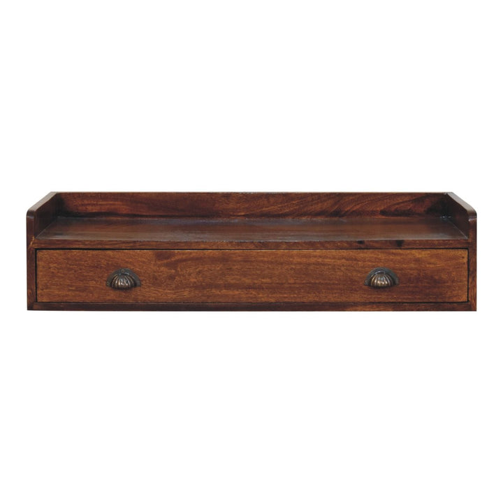 Mid-Century Modern Belmont Floating Console Shelf - Entryway & Hallway Table in Solid Mango Wood - product view 4 showing...