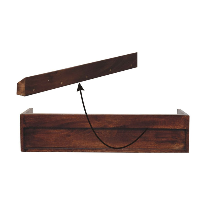 Mid-Century Modern Belmont Floating Console Shelf - Entryway & Hallway Table in Solid Mango Wood - product view 3 showing...