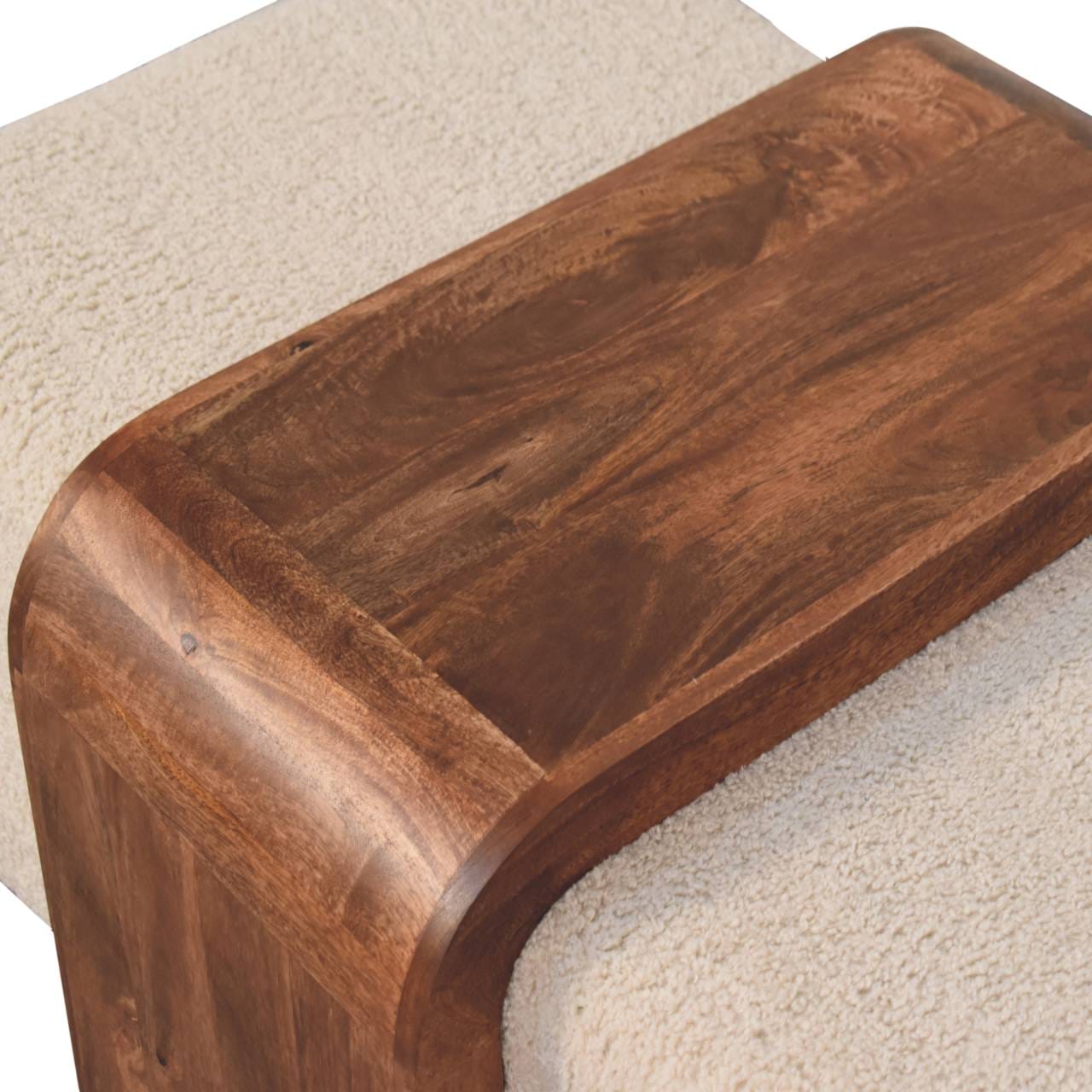 Mid-Century Modern Bench - Solid Mango Wood Seating Furniture for Living Room - product view 7 showing handcrafted solid...