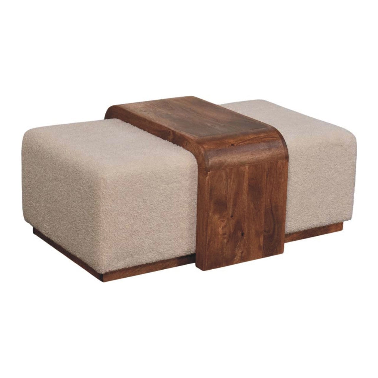 Mid-Century Modern Bench - Solid Mango Wood Seating Furniture for Living Room - product view 6 showing handcrafted solid...