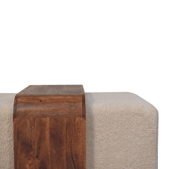 Mid-Century Modern Bench - Solid Mango Wood Seating Furniture for Living Room - product view 4 showing handcrafted solid...