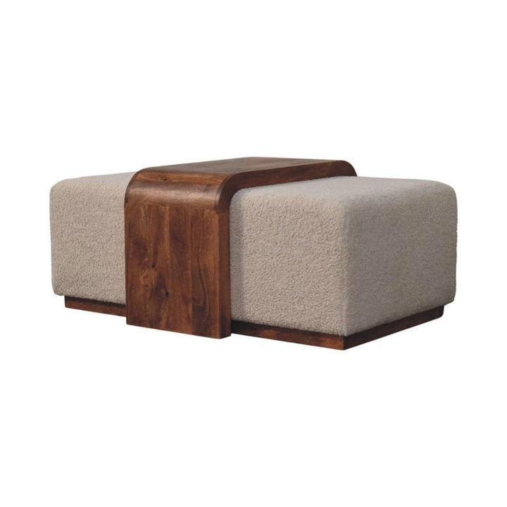 Mid-Century Modern Bench - Solid Mango Wood Seating Furniture for Living Room - product view 3 showing handcrafted solid...