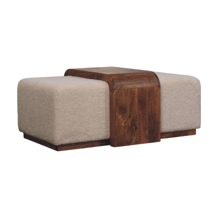 Mid-Century Modern Bench - Solid Mango Wood Seating Furniture for Living Room - product view 2 showing handcrafted solid...