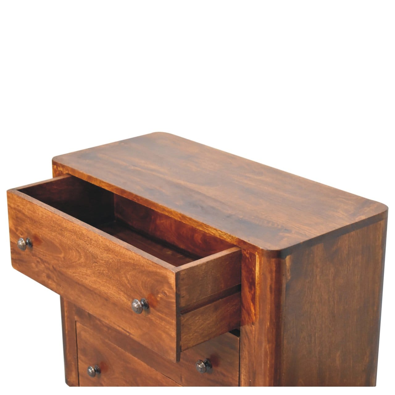 Mid-Century Modern Bera Dresser - Solid Mango Wood Storage Chest for Bedroom - product view 7 showing handcrafted solid...