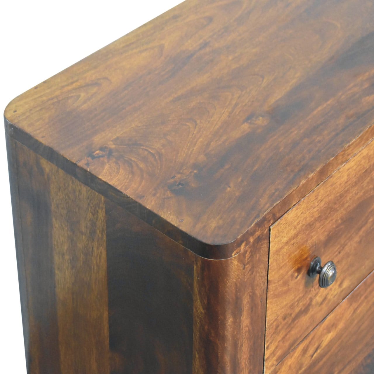 Mid-Century Modern Bera Dresser - Solid Mango Wood Storage Chest for Bedroom - product view 6 showing handcrafted solid...