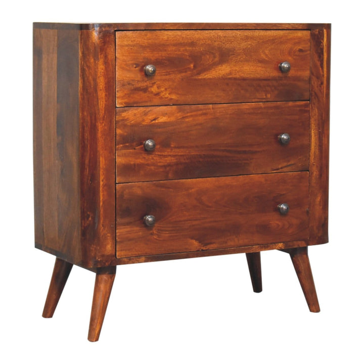 Mid-Century Modern Bera Dresser - Solid Mango Wood Storage Chest for Bedroom - product view 4 showing handcrafted solid...