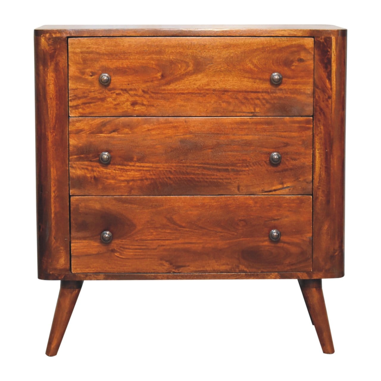 Mid-Century Modern Bera Dresser - Solid Mango Wood Storage Chest for Bedroom - product view 2 showing handcrafted solid...