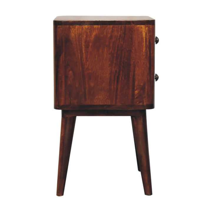Mid-Century Modern Bera Nightstand - Solid Mango Wood Bedside Table for Bedroom - product view 8 showing handcrafted...