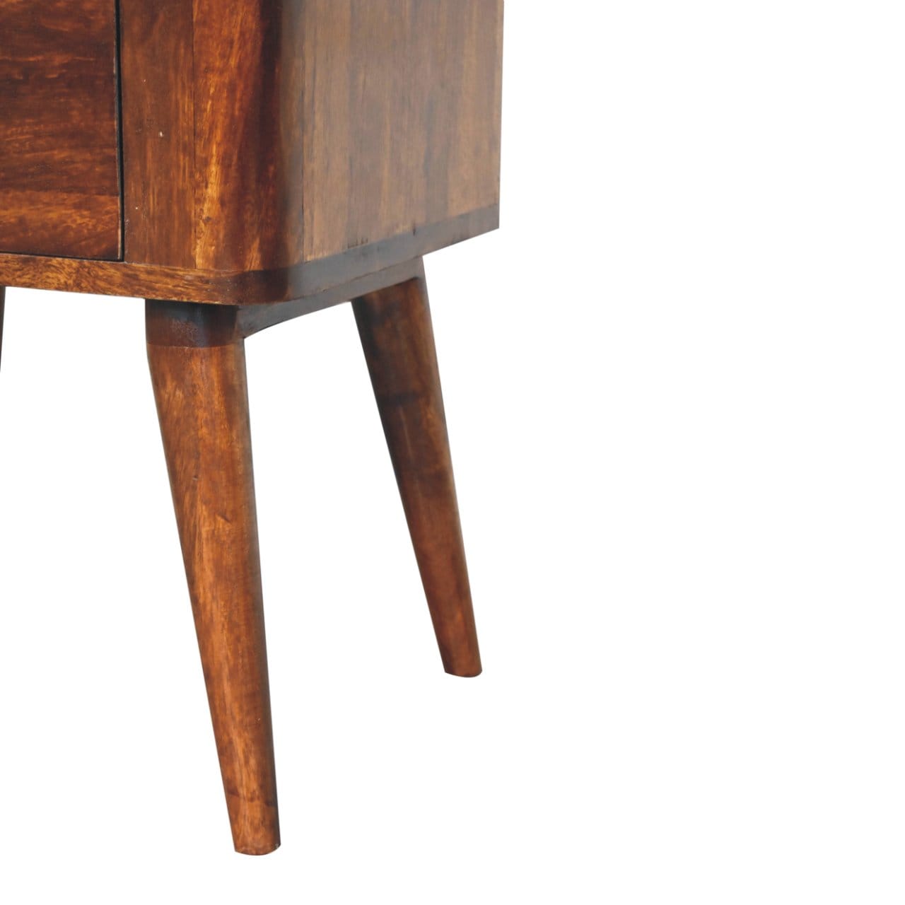 Mid-Century Modern Bera Nightstand - Solid Mango Wood Bedside Table for Bedroom - product view 7 showing handcrafted...