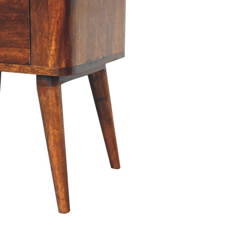 Mid-Century Modern Bera Nightstand - Solid Mango Wood Bedside Table for Bedroom - product view 7 showing handcrafted...