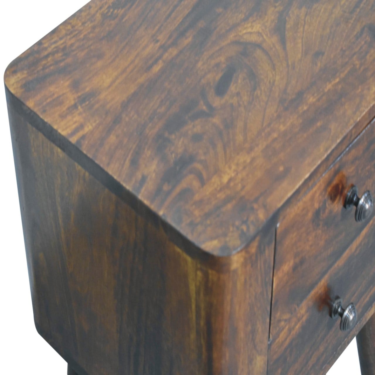 Mid-Century Modern Bera Nightstand - Solid Mango Wood Bedside Table for Bedroom - product view 5 showing handcrafted...