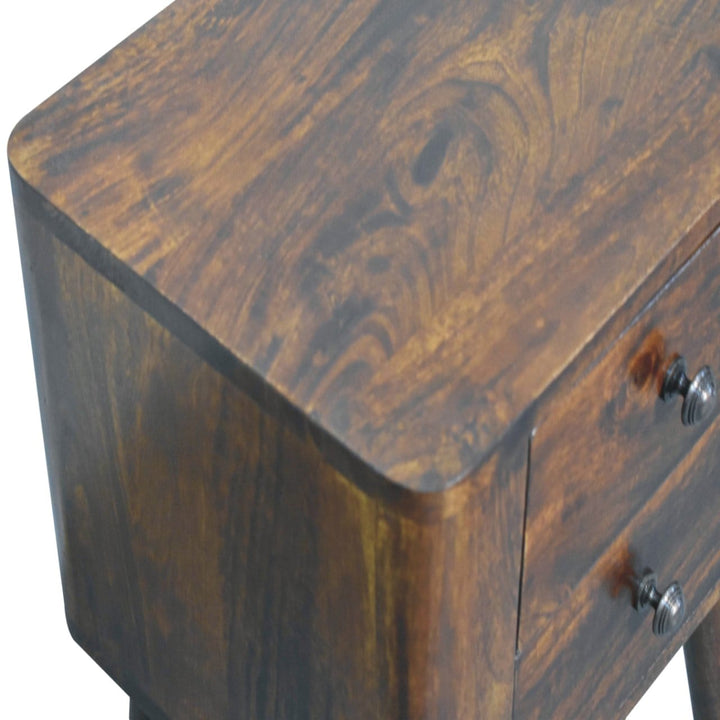 Mid-Century Modern Bera Nightstand - Solid Mango Wood Bedside Table for Bedroom - product view 5 showing handcrafted...