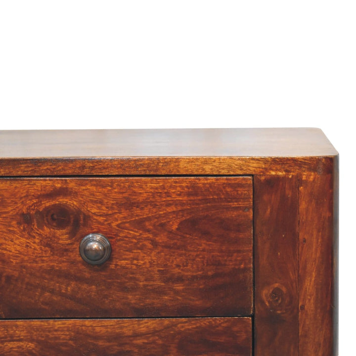 Mid-Century Modern Bera Nightstand - Solid Mango Wood Bedside Table for Bedroom - product view 4 showing handcrafted...