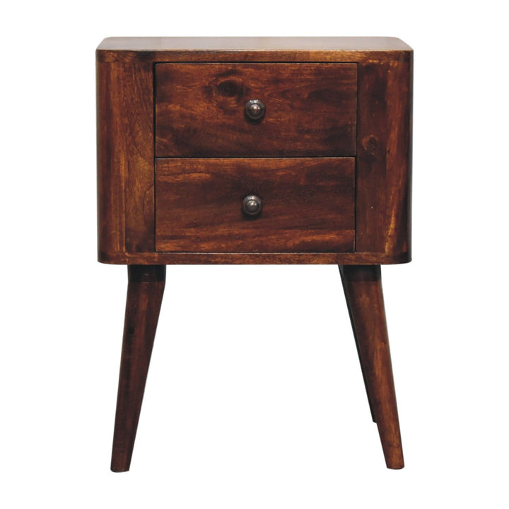 Mid-Century Modern Bera Nightstand - Solid Mango Wood Bedside Table for Bedroom - main view showing handcrafted solid...